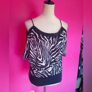 Annabelle Y2K Ladies Zebra Print Spaghetti Strap Clubbing Top (Size L)